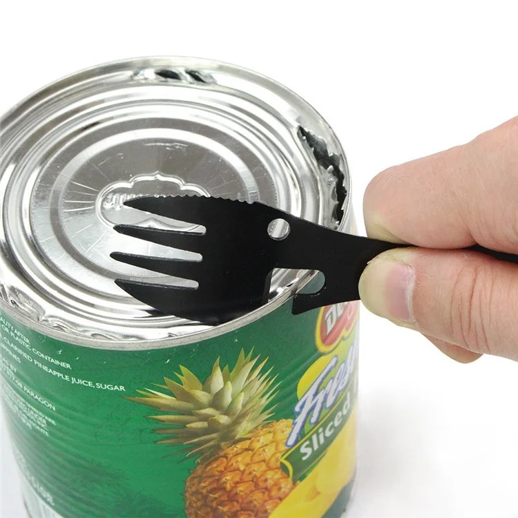 DY6989 Spork Stainless Steel Spoon Fork Knife Bottle Can Opener (BPA-Free, No FDA) - Silver