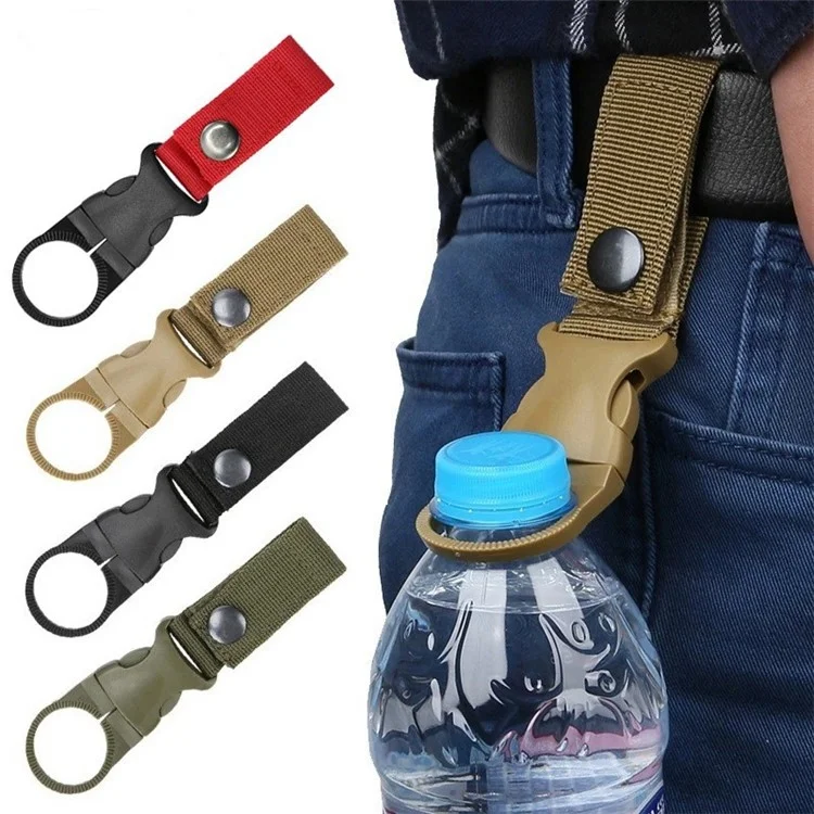 Boucle de bouteille suspendue DH50 Carabiner Ring Holder Sangle en nylon - Noir