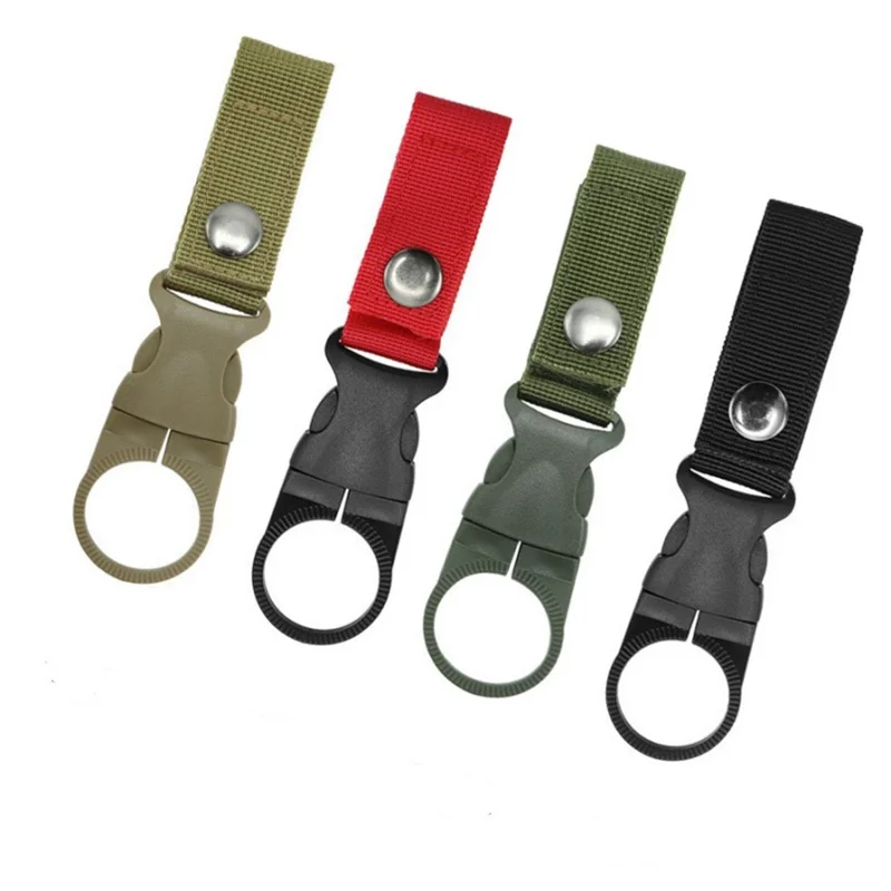 Boucle de bouteille suspendue DH50 Carabiner Ring Holder Sangle en nylon - Noir