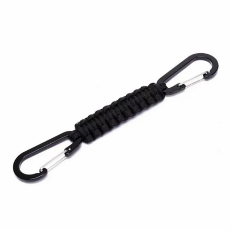 YT15010 Outdoor Climbing Paracord Keychain Carabiner Handcrafted Emergency Gear - Black