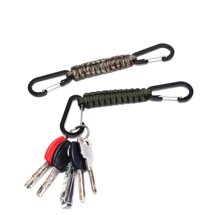 YT15010 Outdoor Climbing Paracord Llavero Carabinero Hecho a Mano Equipo de Emergencia - Verde del Ejército