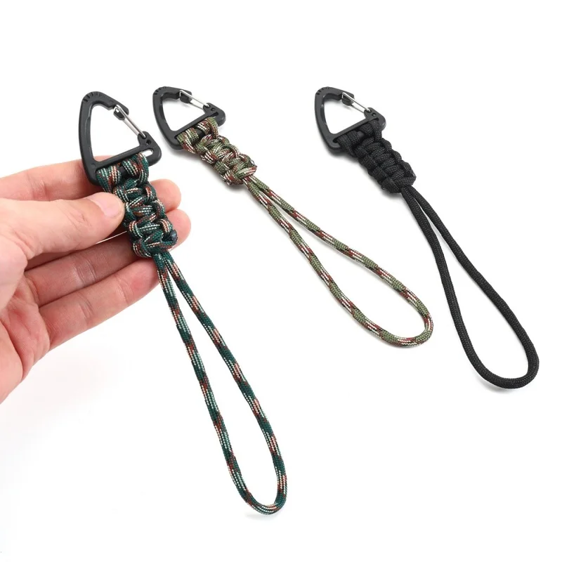 YHDE34 Udendørs Paracord Nøglelås Vævet Lanyard Karabinhage - Armégrøn