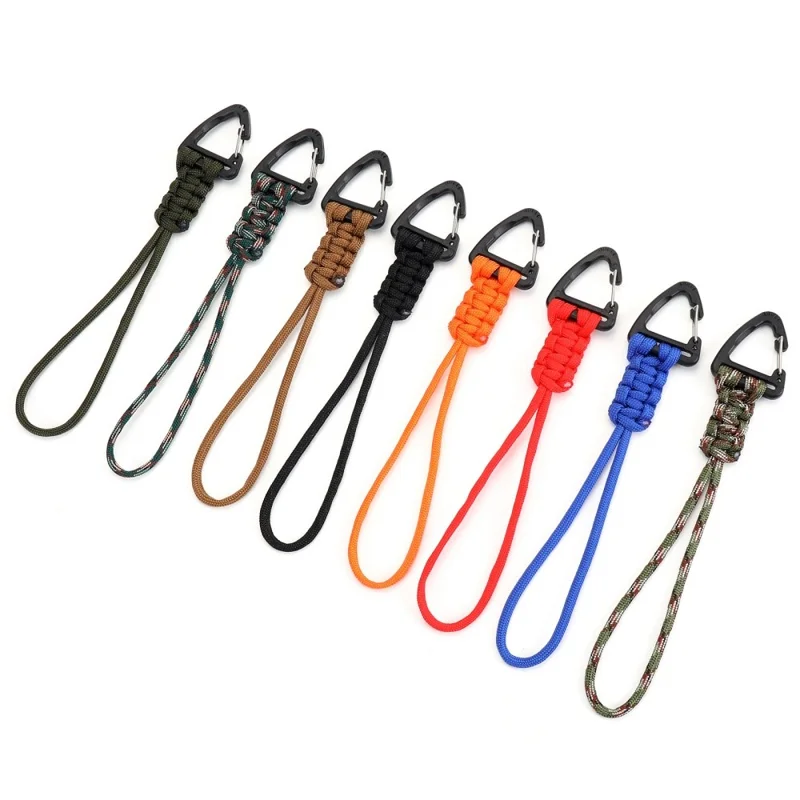 YHDE34 Outdoor Paracord Llavero Llave Tejido Cordón Mosquetón Gancho Colgante - Rojo