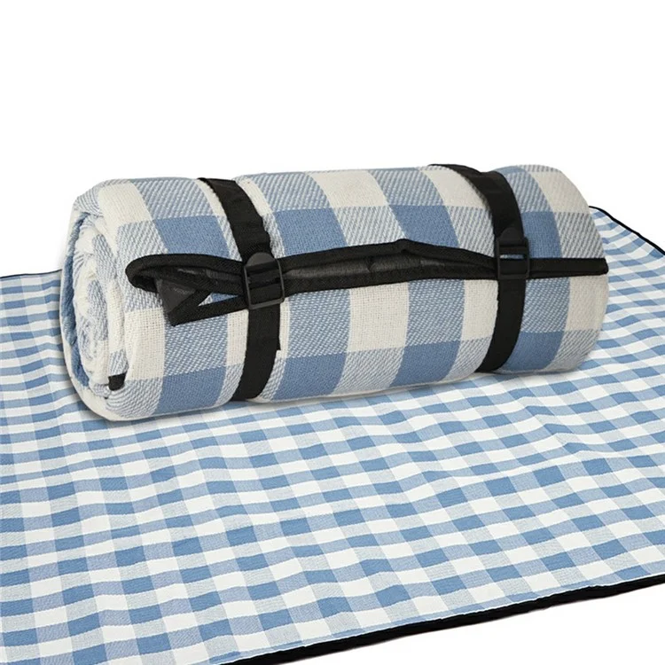 674754 150x200cm Tapete Portátil à Prova de Umidade para Piquenique Ao Ar Livre - Grelha Azul