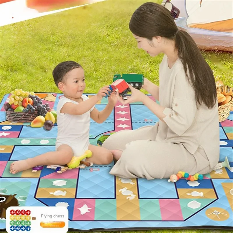 BY-001 Outdoor Camping Mat Moisture Proof Folding Picnic Blanket, 200x200cm - Flying Chess+Chess Pieces