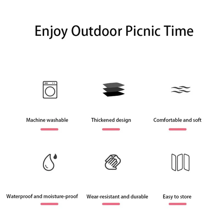 45671 200x200cm Rhombus Grid Design Picnic Mat Moisture-proof Outdoor Camping Mat with Ground Nails - Grau