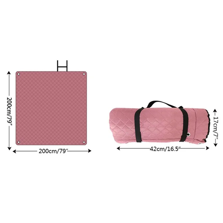 45671 200x200cm Rhombus Grid Design Picnic Mat Moisture-proof Outdoor Camping Mat with Ground Nails - Grau