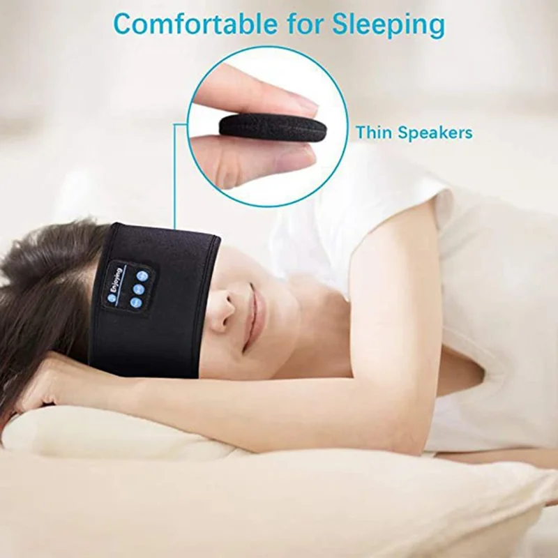 0094 Bluetooth-compatible Sports Headband Sleep Headphones Music Eye Mask - Black