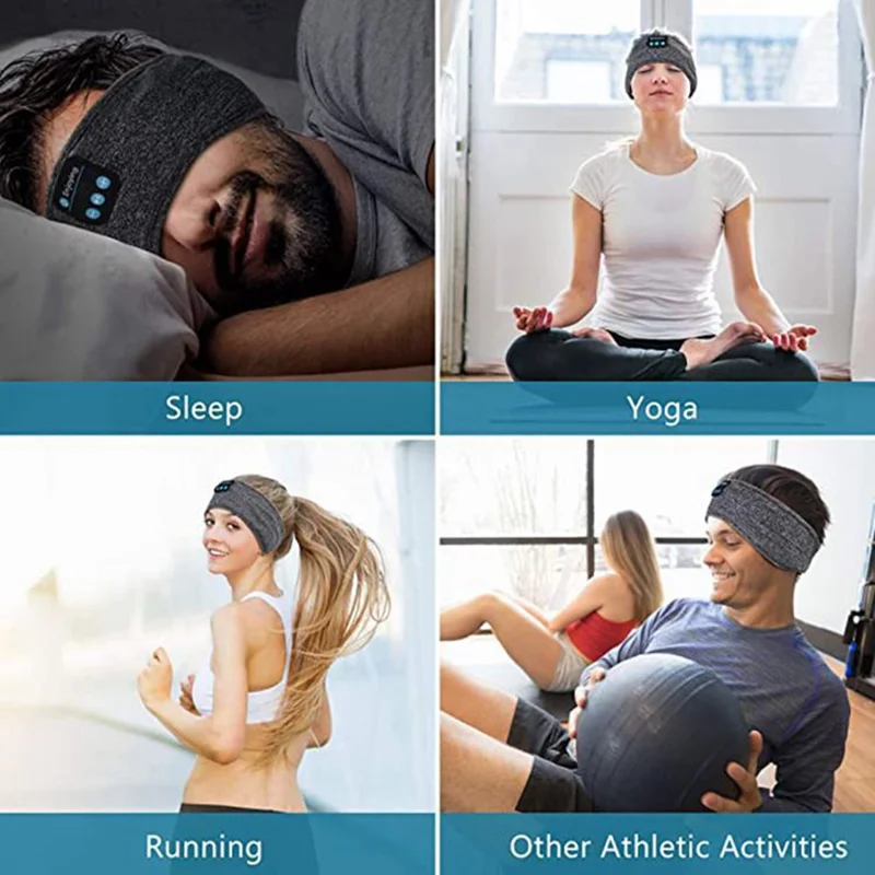 0094 Bluetooth-compatible Sports Headband Sleep Headphones Music Eye Mask - Black