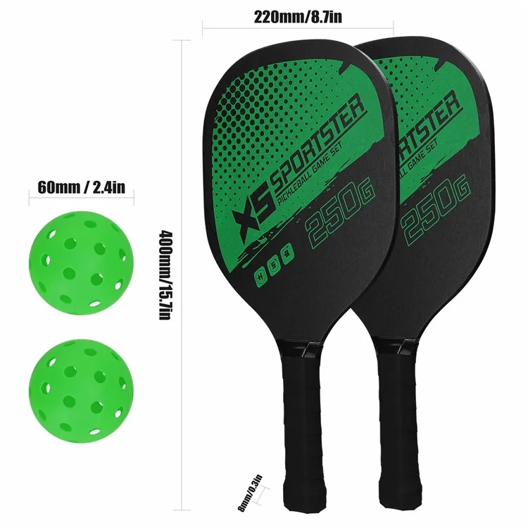 CG1415 Pickle Ball Racket Set Pickle Ball Paddle Kit with 2 Rackets + 4 Pickle Balls