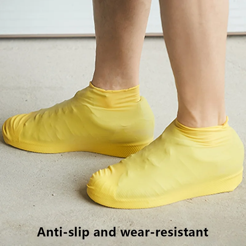 BANYUREN 1 Pair Waterproof Shoes Cover Reusable Latex Anti-Slip Rainy Day Shoes Covers - Yellow / L