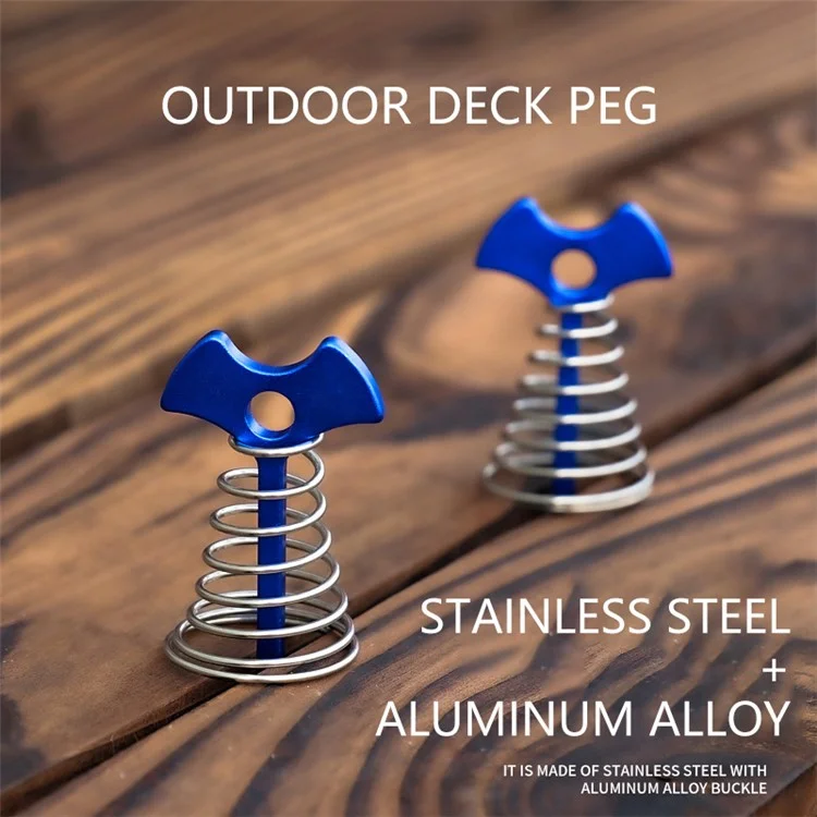 AOTU AT6546 Aluminiumlegierung Fischknochen Spring Nagelzelt Stake Deck Anker Peg Mit D-form Carabiner - Blau