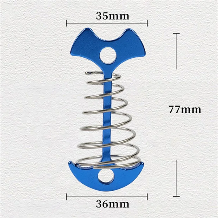 AOTU AT6546 Aluminum Alloy Fishbone Spring Nail Tent Stake Deck Anchor Peg with D-shape Carabiner - Silver