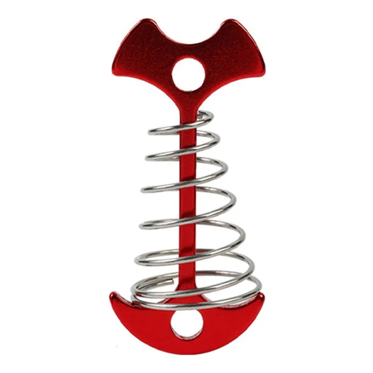 AOTU AT6546 Aluminum Alloy+Stainless Steel Tent Nail Fishbone Spring Stake Deck Anchor Peg Wind Rope Buckle - Red