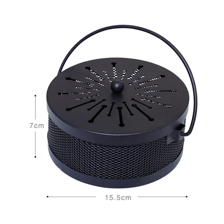 AOTU Portable Iron Mosquito Incense Coil Holder Box with Lid for Outdoor Home - Black / Fireworks