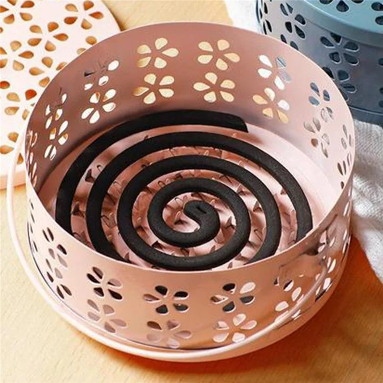 AOTU Camping Iron Mosquito Incense Coil Holder Box with Lid for Home - Pink