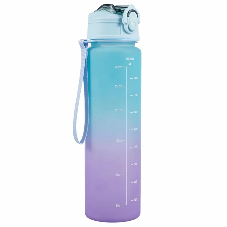 850ml Motivational Gradient Sports Water Bottle with Straw and Time Maker (BPA Free, No FDA) - Gradient Green