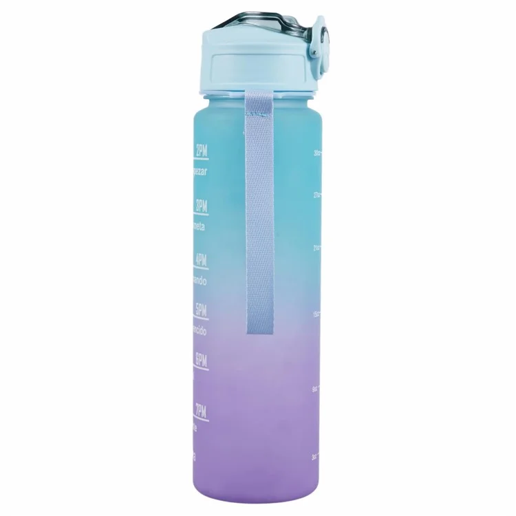 850 ml Bouteille D'eau de Sport de Gradient de Motivation Avec Paille et Délai (BPA Gratuit, Pas de FDA) - Greendient Green