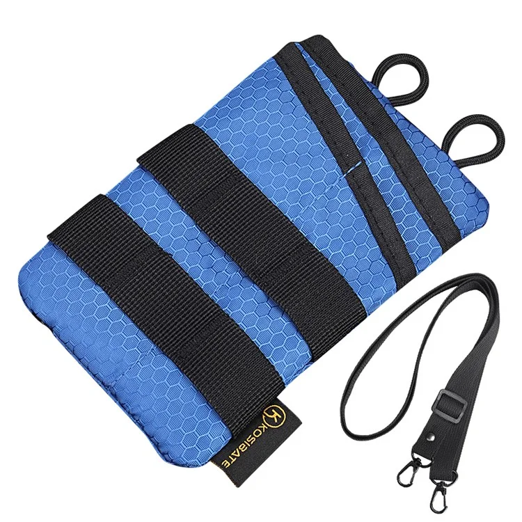 KOSIBATE H268 Pochette de taille avec bandoulière en toile Oxford, porte-cartes, sac de téléphone pour sport en plein air - Bleu fluo
