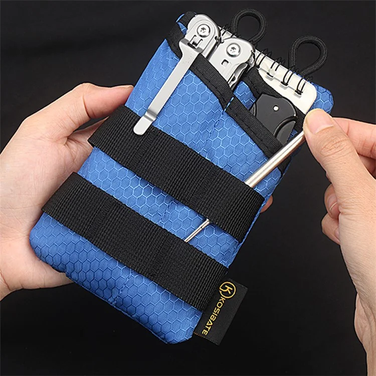 KOSIBATE H268 Pochette de taille avec bandoulière en toile Oxford, porte-cartes, sac de téléphone pour sport en plein air - Bleu fluo