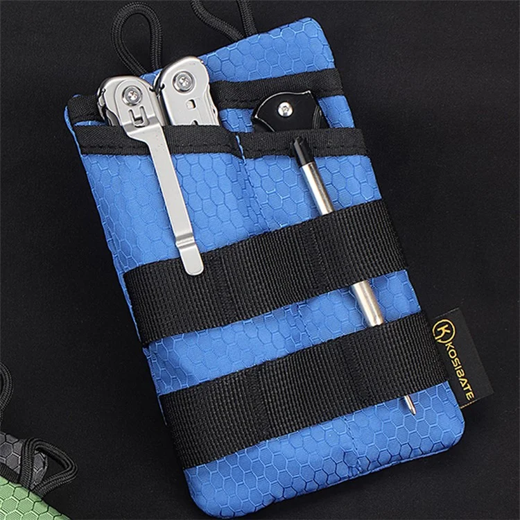 KOSIBATE H268 Pochette de taille avec bandoulière en toile Oxford, porte-cartes, sac de téléphone pour sport en plein air - Bleu fluo