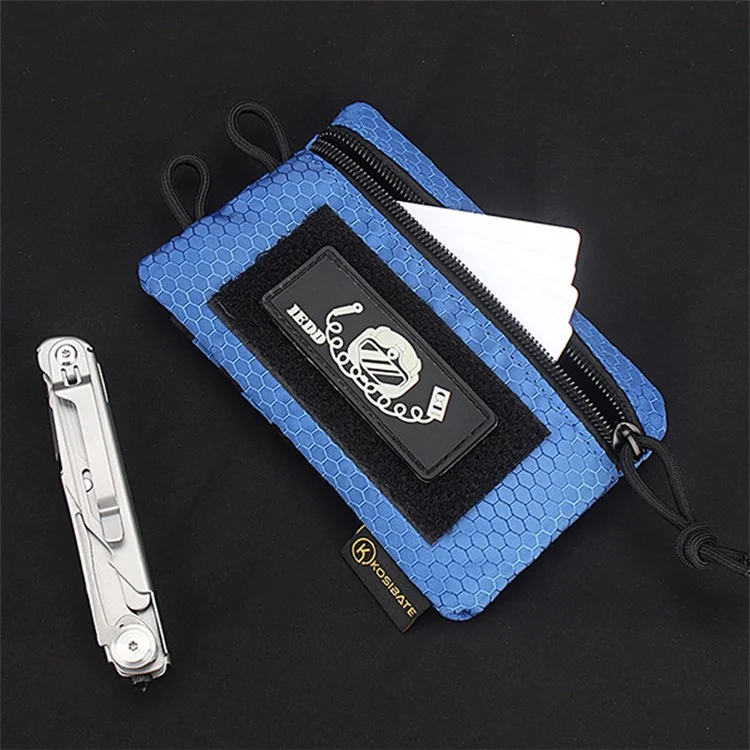 KOSIBATE H268 Pochette de taille avec bandoulière en toile Oxford, porte-cartes, sac de téléphone pour sport en plein air - Bleu fluo