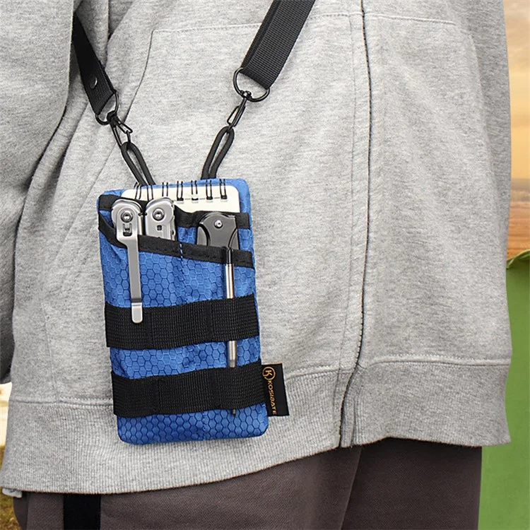 KOSIBATE H268 Pochette de taille avec bandoulière en toile Oxford, porte-cartes, sac de téléphone pour sport en plein air - Bleu fluo