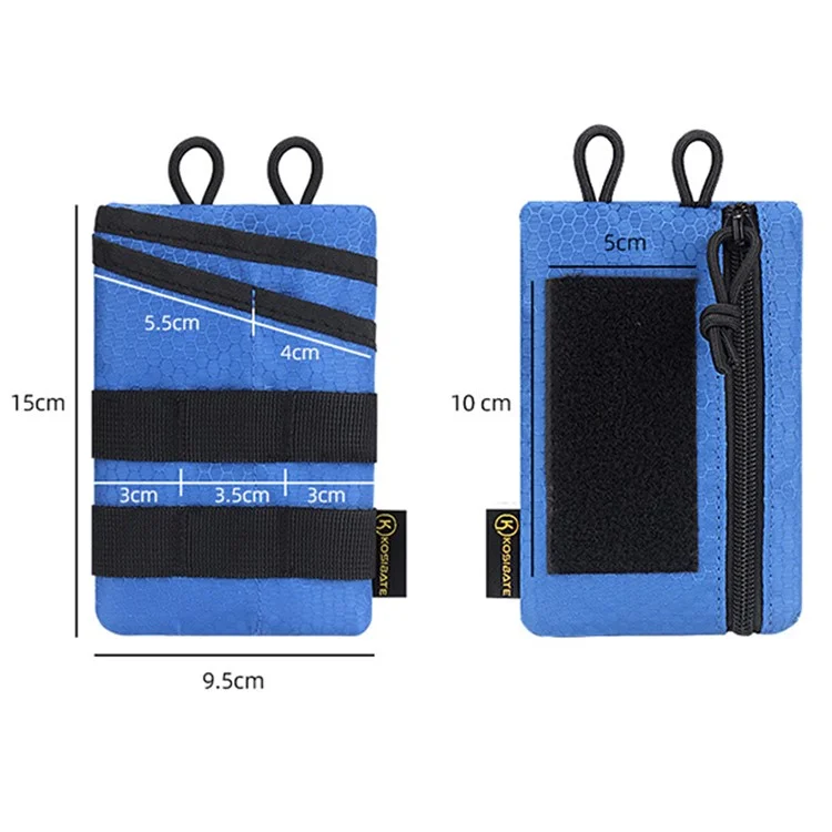 KOSIBATE H268 Pochette de taille avec bandoulière en toile Oxford, porte-cartes, sac de téléphone pour sport en plein air - Bleu fluo