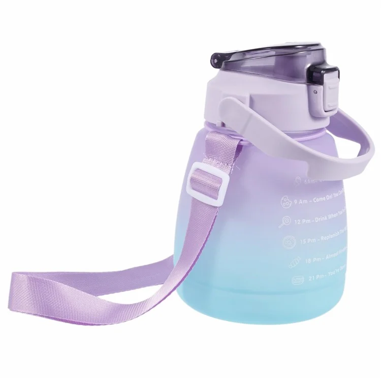 1300 ml Grande Garrafa de Água Silicone+pp+copo de Bebida Com Palha (sem Bpa, Sem Certificação Fda) - Gradiente Roxo