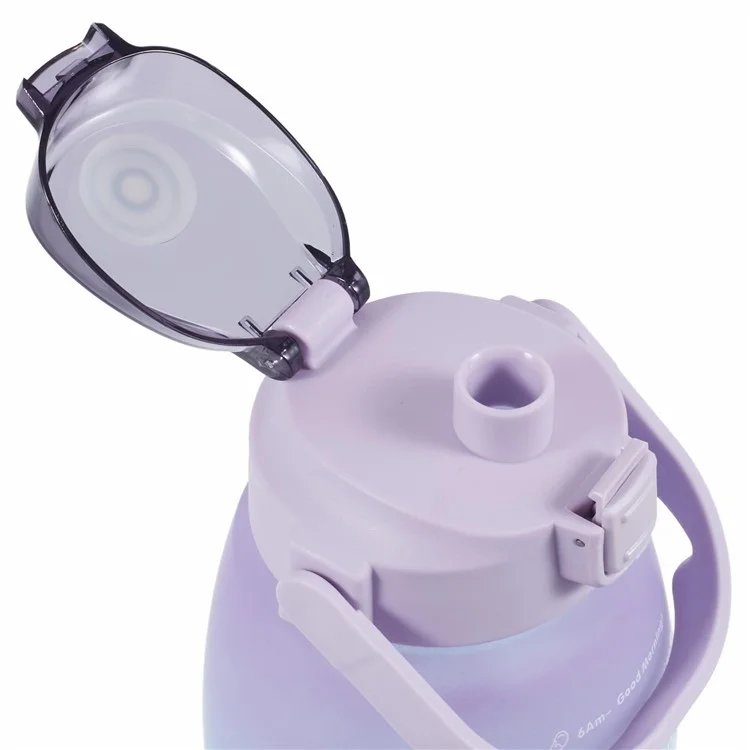 1300 ml Grande Garrafa de Água Silicone+pp+copo de Bebida Com Palha (sem Bpa, Sem Certificação Fda) - Gradiente Roxo