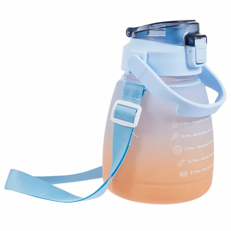 1300ML Large Water Bottle Silicone+PP+PC Drinking Cup with Straw (BPA-Free, NO FDA Certified) - Gradient Blue