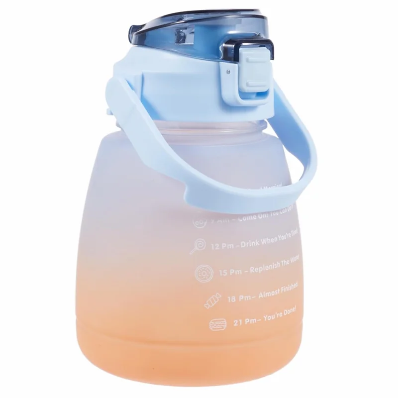 1300ML Large Water Bottle Silicone+PP+PC Drinking Cup with Straw (BPA-Free, NO FDA Certified) - Gradient Blue