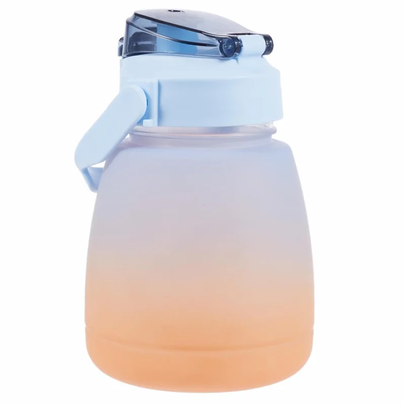1300ML Large Water Bottle Silicone+PP+PC Drinking Cup with Straw (BPA-Free, NO FDA Certified) - Gradient Blue