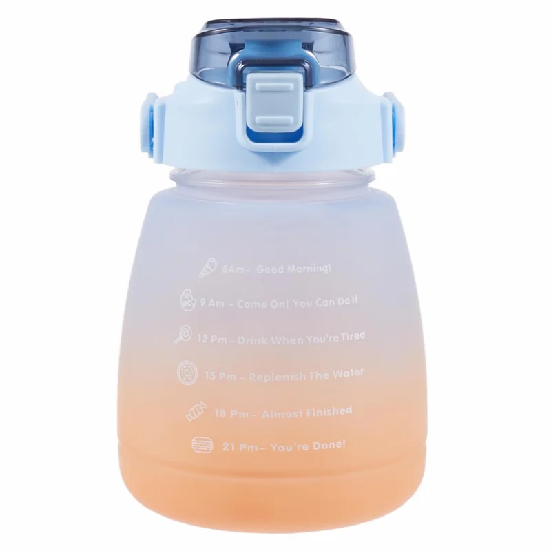 1300ML Large Water Bottle Silicone+PP+PC Drinking Cup with Straw (BPA-Free, NO FDA Certified) - Gradient Blue