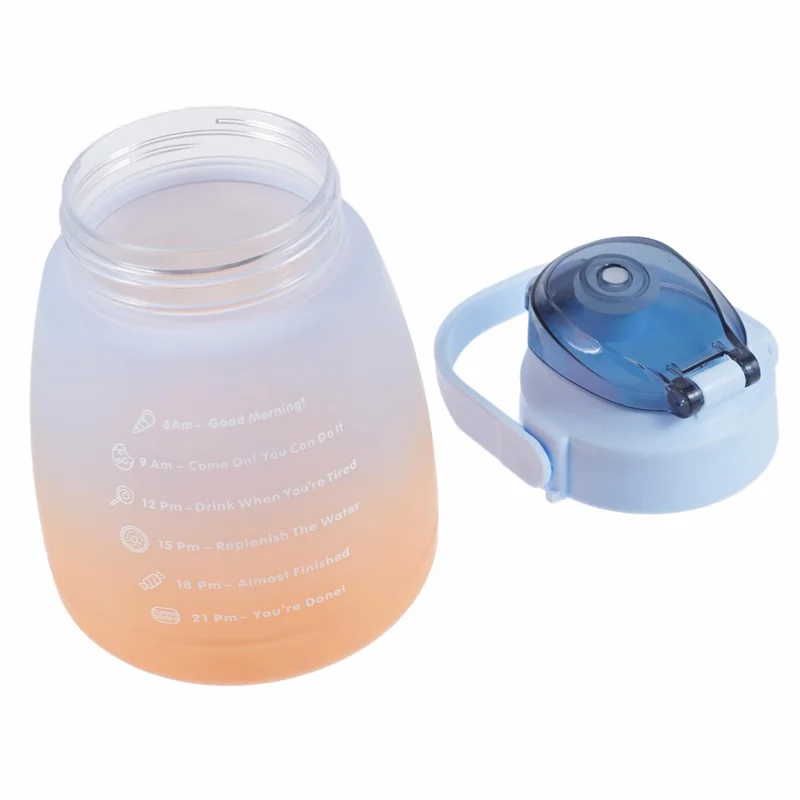 1300ML Large Water Bottle Silicone+PP+PC Drinking Cup with Straw (BPA-Free, NO FDA Certified) - Gradient Blue