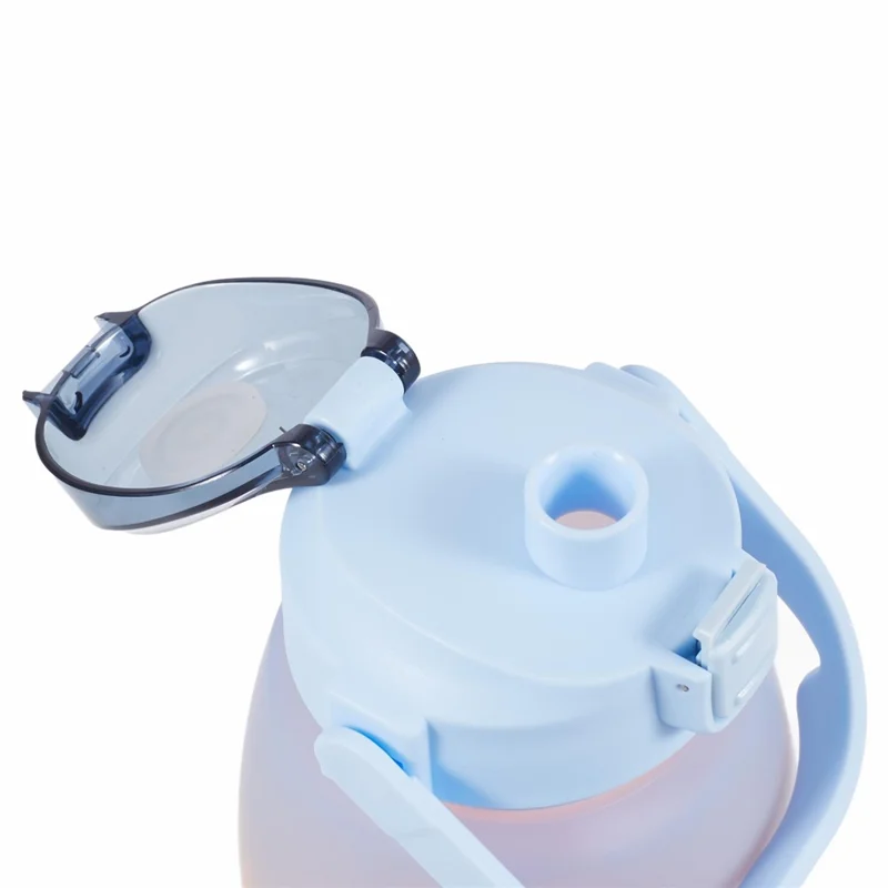 1300ML Large Water Bottle Silicone+PP+PC Drinking Cup with Straw (BPA-Free, NO FDA Certified) - Gradient Blue