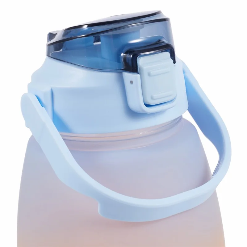 1300ML Large Water Bottle Silicone+PP+PC Drinking Cup with Straw (BPA-Free, NO FDA Certified) - Gradient Blue