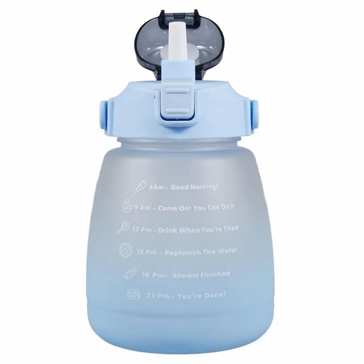 1300ML Silicone+PP+PC Drinking Cup Camping Cycling Water Bottle with Straw (BPA-Free, NO FDA Certified) - Blue