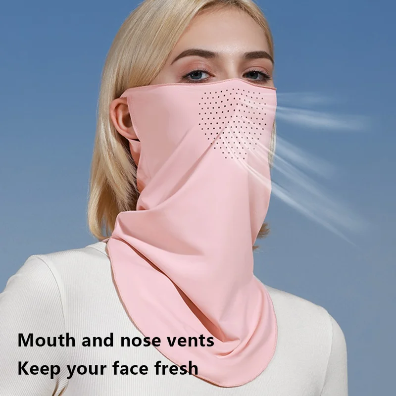 GOLOVEJOY XTJ128 Summer Hanging Ear Sunproof Mask Scarf Breathable Cooling Face Neck Cover - Pink