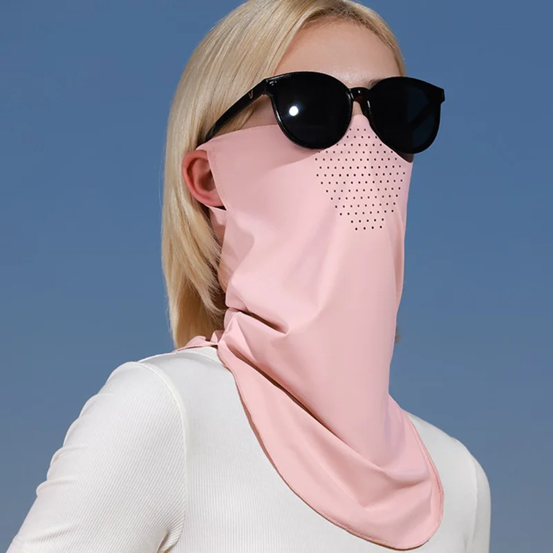 GOLOVEJOY XTJ128 Summer Hanging Ear Sunproof Mask Scarf Breathable Cooling Face Neck Cover - Pink