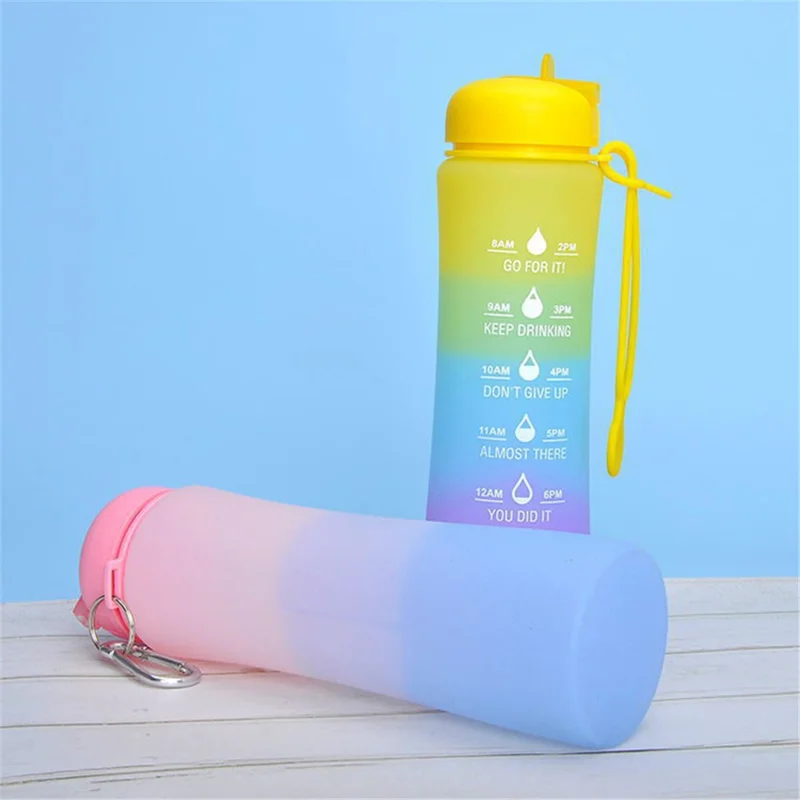 600ML Collapsible Water Bottle Silicone Drinking Cup for Camping Travel (BPA-Free, NO FDA Certified) - Blue