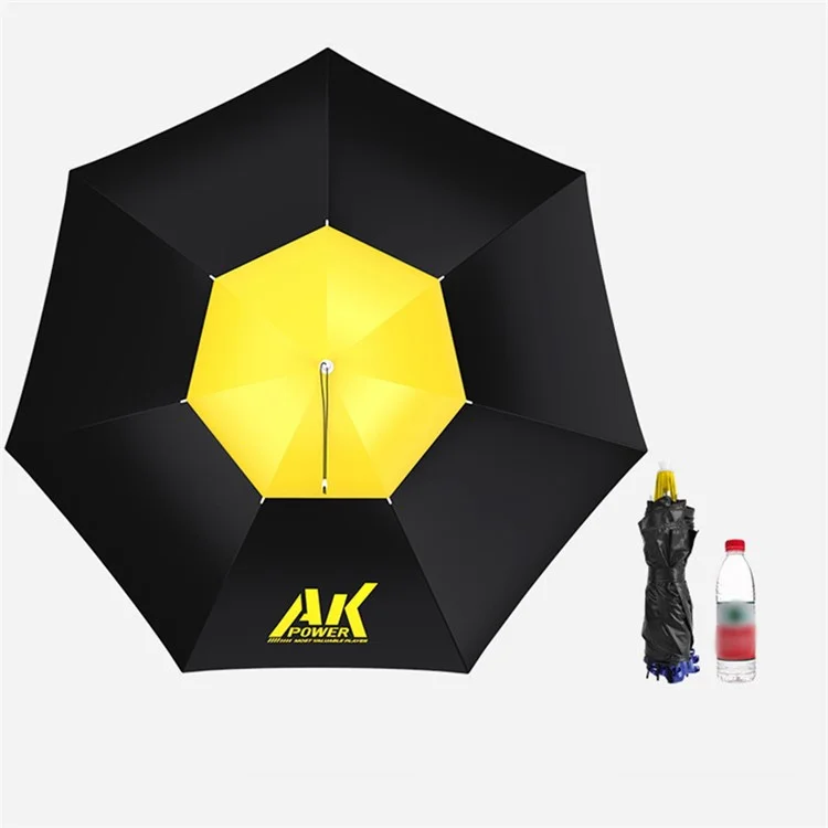 AK POWER YZY-AKSM 92CM Dual-Layer Black Vinyl Fishing Hat Headwear Umbrella with Arm Sleeves