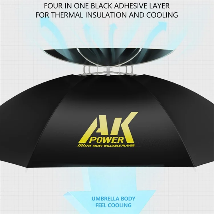 ak Power YZY-AKSM 109cm Dual-camada Prateada Vinil Chapéu de Pesca de Pano Ring-guarda-chuva Com Mangas de Braço