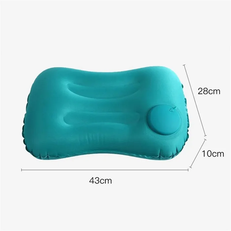 Appuyez Sur L'inflation Milk Silk Oreiller Portable Camping Travel Rectangle Route Coussié - Paon Bleu