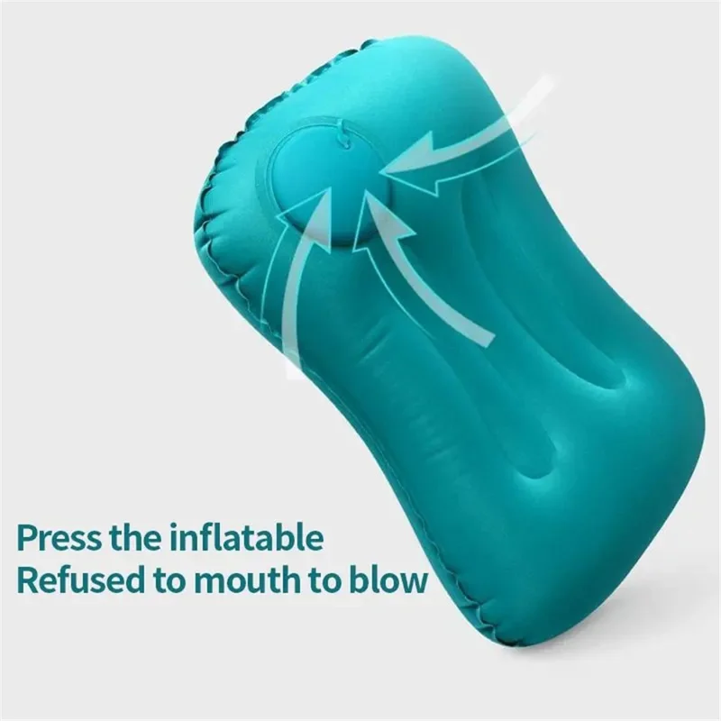 Press Inflation Milk Silk Pillow Portable Camping Travel Rectangle Waist Cushion Sleep Air Pillow - Grey