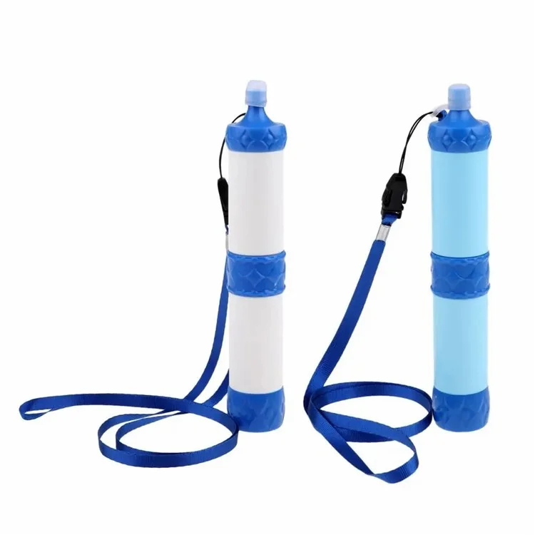 1000L Water Filter Straw Water Purifying Device Water Filtration Survival for Emergency Kits - Dark Blue+White