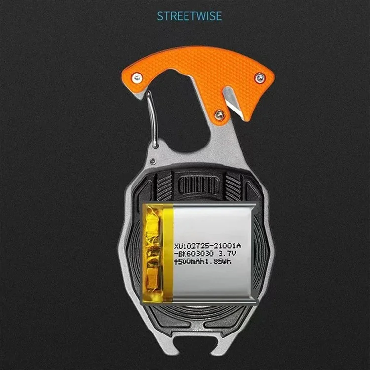 W5147 Multi-function Cigarette Lighter Outdoor Emergency Light Bottle Opener Whistle - Orange