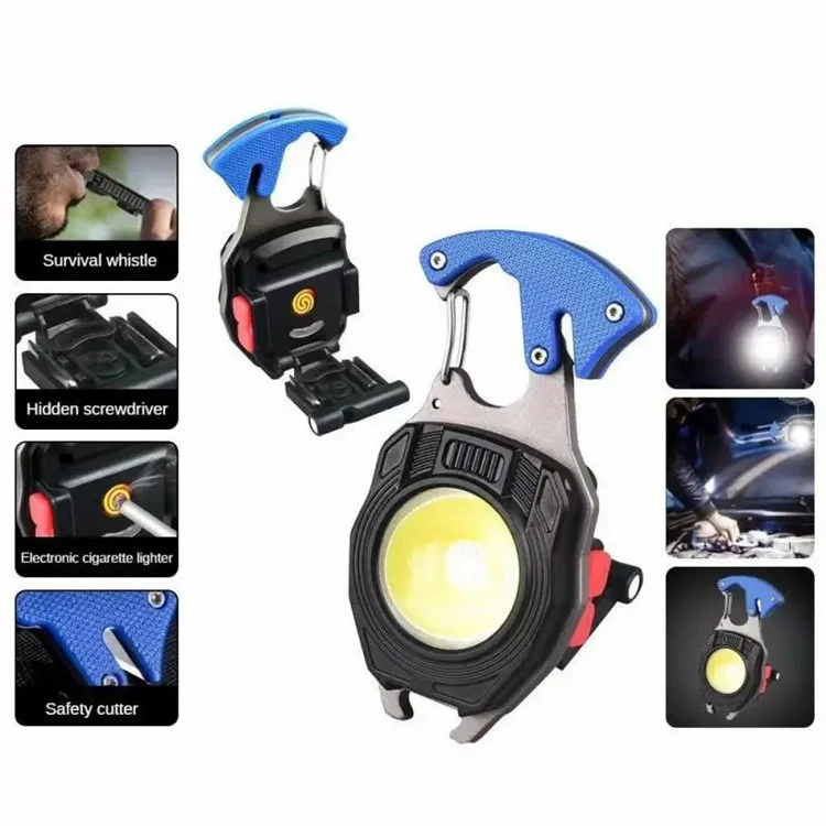 W5147 Multifunktionale Zigarettenanzünder Outdoor Notfallleuchte Flaschenöffner Pfeife - Blau