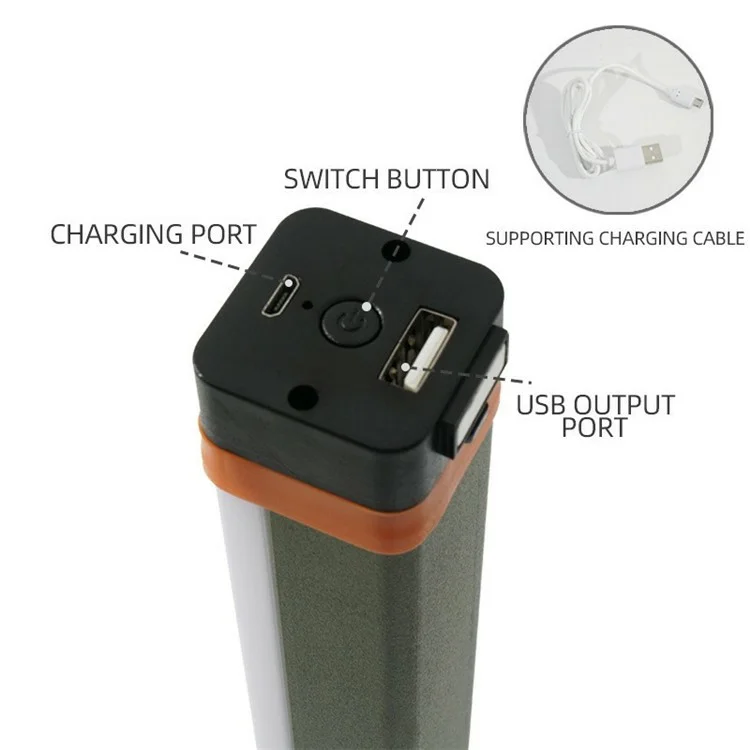 Luz de Trabalho Magnética Recarregável C2 22cm 3.5W LED Luz de Campismo USB Recarregável Carregador de Telefone