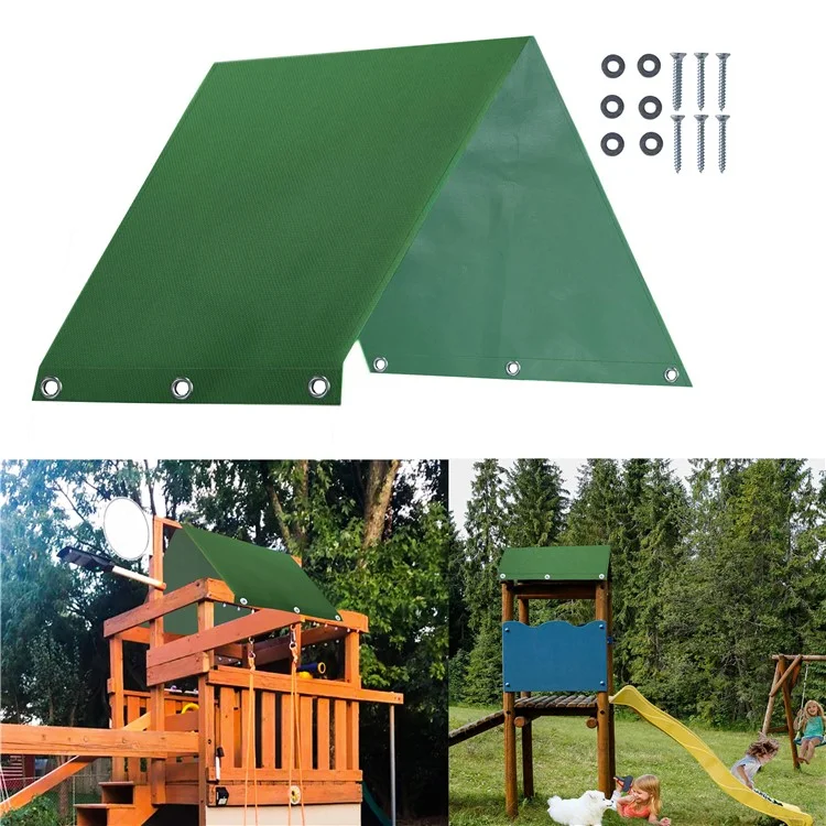 Outdoor Swingset Shade Kids Playground Roof Canopy Waterproof Cover Sunshade with Screws - Green